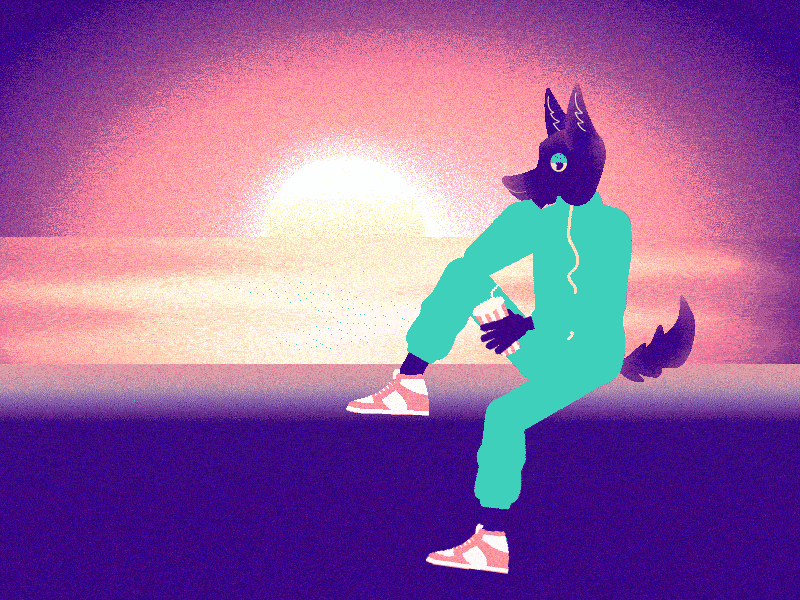 sunset animation illustration sunset vector wolf