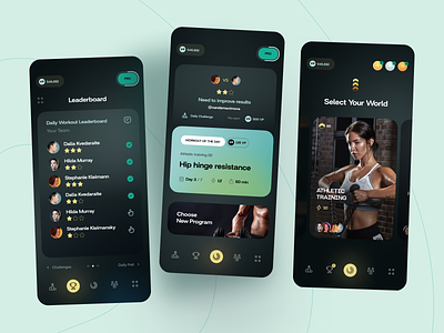 Fitness Training Mobile App app athletics dark design fitness interface ios leaderboard mobile sports training ui ux