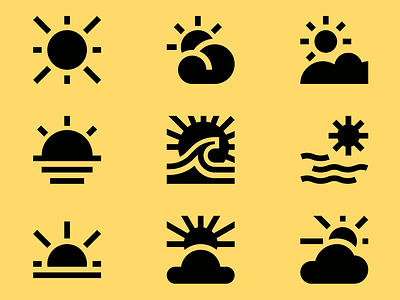 $1+, Sun Icons almost freebie cloud heat hot sea season summer sun sunbeam sunrise sunset svg ui vacation vector weather