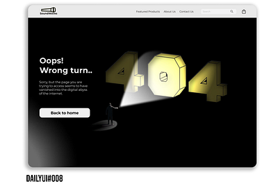 DailyUI - 404 008 404 challenge dailyui dailyui008 desktop error404 pagenotfound photoshop ui