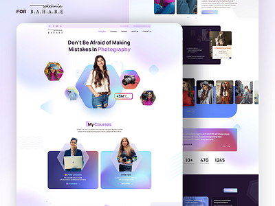 Bahareh Salehnia course demo design flat gradient hologram illustration instagram landing landing page personal photographer photography social ui ux vector violet web web design