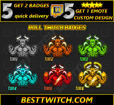 Bull mascot twitch badges price Discord YouTube | BestTwitch best twitch badges branding bull bull badges bull bit badges bull emotes bull flair badges design emotes graphic design logo motion graphics new badges sub badges twitch twitch sub badges