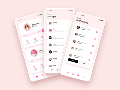 Dating App app branding clean dark mode dark ui dating design illustration logo love new pink simple ui ux vector