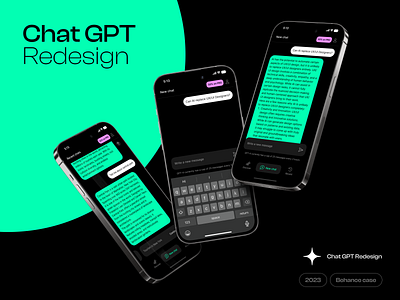 Chat GPT (Open AI) app redesign ai app chatgpt green mobile openai redesign ui uidesign uidesigner uxui