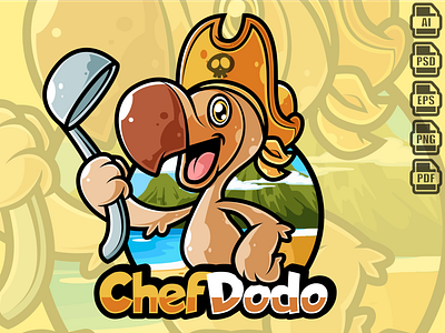 Chef Dodo adobe illustrator animal branding cartoon cartoon character cartoon logo character design chef design digital art digital illustration dodo funny graphic design illustration logo mascot mascot design mascot logo vector