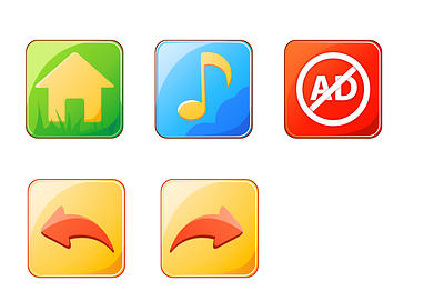 Vector game icons 2d vector game graphics home button music button vector buttons