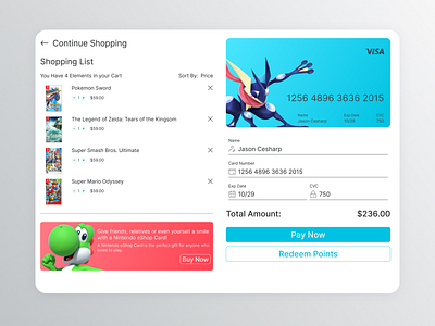 #DailyUI_002: Check Out page for Nintendo Switch eShop check out graphic design ui ux we web design website