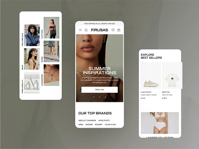 Firusas redesign - E-commerce mobile apparel attractive creative creative direction design elegance elegant eye catching fashion design homepage mobile modern shop store style uxui web woman womens clothing