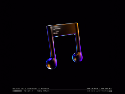 Musick 3D Icon 3d 3d animation ai animated blender design glass icon illustration light lighting logo loop musick
