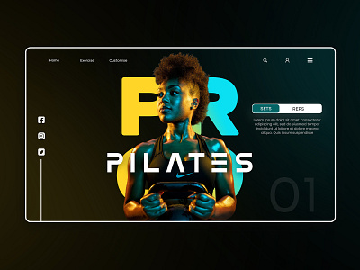 Fitness Web Banner black bodybuilding boxing coach design exercise fit fitness graphic design gym health landing page neon popular sport ui weightlifting weightloss workout yoga