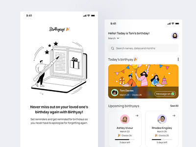 Birthyay!- A birthday reminder app birthday birthday app birthday reminder app celebration mobile app mobile app design mobile ui reminder reminder app ui design ui ux