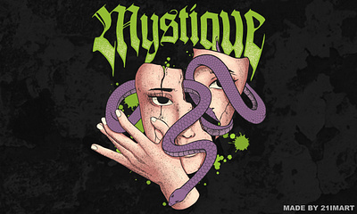Mystique Premade artwork artwork available for purchase branding clothing graphic design green illustration snake illustration streetwear t shirt t shirt design urban art