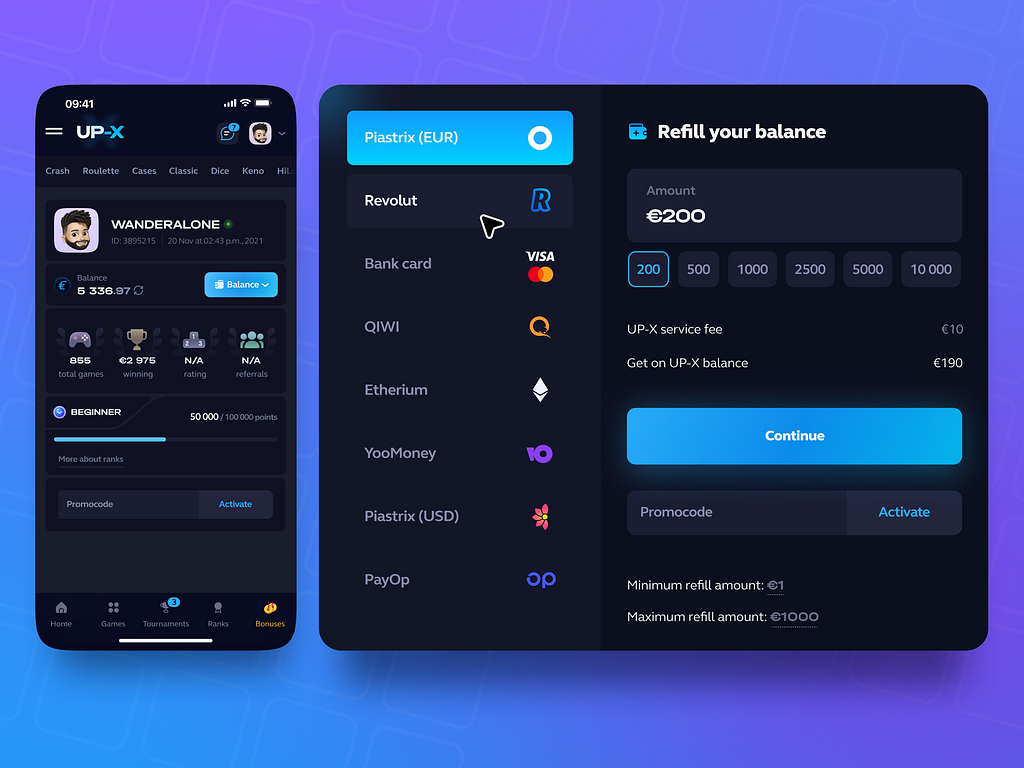 UPX Game Wallet Replenishment by Vlad Goncharov for Flatonica on