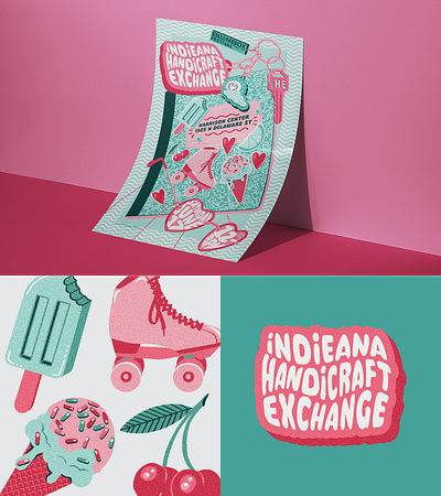 Indieana Handicraft Exchange Event Poster art design event graphic design illustration poster typography