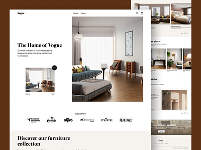 Vogue Furniture Marketplace Landing Page branding chair decor ecommerce furniture interior luxury sofa ui ux web web design website