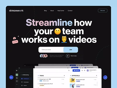 Design for a B2B cross-team collaboration platform | Lazarev. animation b2b collaboration content cta design home landing management motion graphics platform preview productivity saas stream ui ux video web work