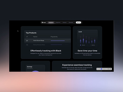Black - Webflow template animations animation app card dark theme hover interaction template ui web