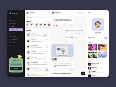 Dashboard messaging - InteractPro app chat dashboard design messages ui ux