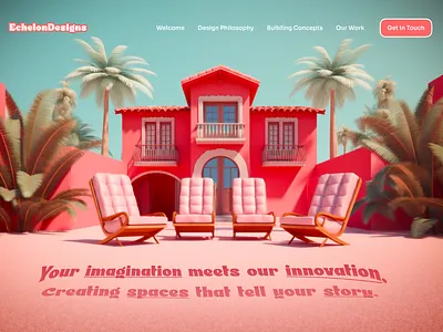 Aesthetic Alchemy : Landing Page Architect Pastel Design 3D 3d architect branding color design graphic design illustration midjourney ui ux