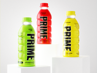 PRIME Drink 3D Product Rendering 3d bottle brand branding design drink illustration ksi light lighting loganpaul mockup prime product render studio