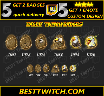 Eagle badges are required twitch streamer discord YouTube best twitch badges branding design eagle eagle badges eagle bit badges eagle emotes eagle flair badges free sub badges graphic design logo new badges sub badges twitch badges