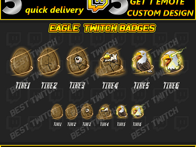 Eagle badges are required twitch streamer discord YouTube best twitch badges branding design eagle eagle badges eagle bit badges eagle emotes eagle flair badges free sub badges graphic design logo new badges sub badges twitch badges