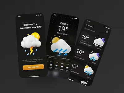 Weather App UI best dribbble shot best weather ui clean design cloud dashboard dashboard design design figma mobile app ui product design rain trendy design trendy work ui uiux ux weather app weather app ui weather forecast weather information