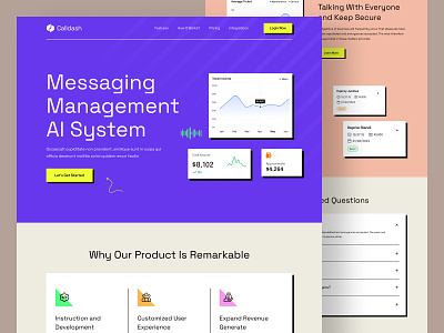 Messaging Management AI System Landing Page Design ai branding landing page management system messaging ui ui desing uiux ux web design website website design