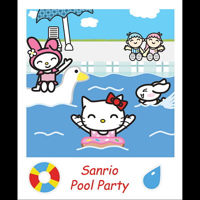 Sanrio Pool Party anime art design graphic design illustration