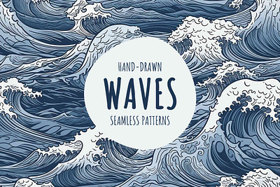 Hand-Drawn Ocean Surf Wave Seamless Patterns abstract background fileable graphic design hand drawn hand drawn illustration nature ocean waves pattern sea waves seamless seamless pattern tile wallpaper wavy