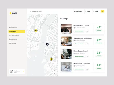 Staze booking business clean eco hotel net zero platform saas sustainable travel trip ui ux