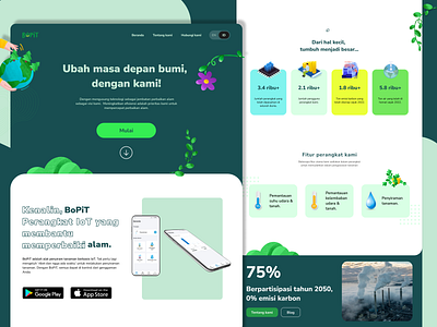 Landing Page - BoPiT App IoT animation app branding dashboard design graphic design green illustration landing page logo minimalist mobile ui ux vector web web design