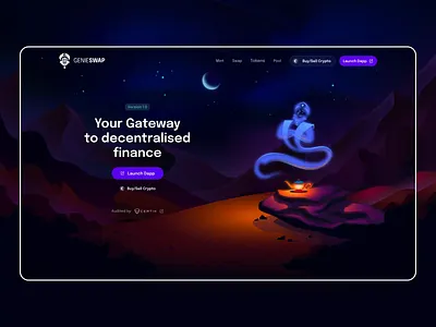 Genieswap - Crypto Landing Page blockchain branding character crypto ilustration interface landing page slick ui