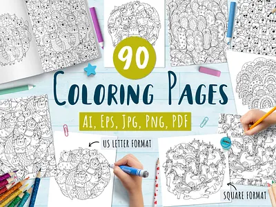 90 Coloring Pages Collection kids