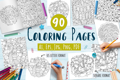 90 Coloring Pages Collection kids