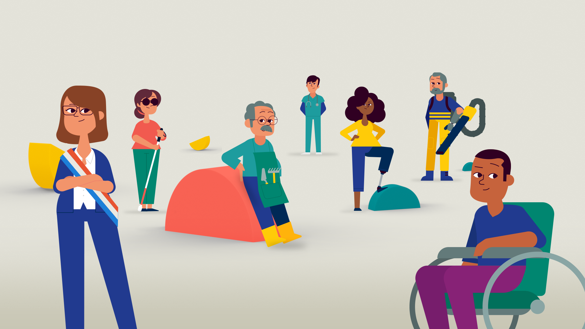 Some people 2d character handicap illsutration vector