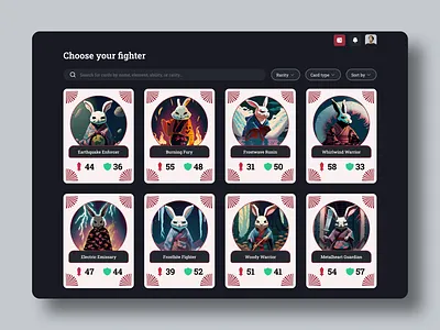 Kemono - NFT Trading Card Game adobe firefly ai animation card daily challange dailyui dark design figma framer game illustration interaction mode nft trading ui ui design ux web design