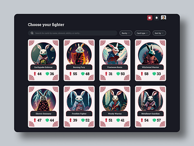 Kemono - NFT Trading Card Game adobe firefly ai animation card daily challange dailyui dark design figma framer game illustration interaction mode nft trading ui ui design ux web design