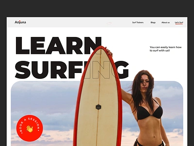 ANJUNA - Surf School Website ✨ agency creative designer girl home page homepage landing page landingpage layout design portfolio surf surfing typography ui uidesign ux uxdesign web web design webdesign website design