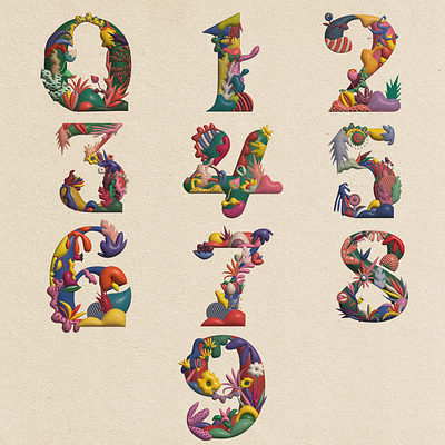 Numerals (36 days of type 10) 36daysoftype adobe illustrator art colors digital art graphicdesign illustration lettering nancykouta nature nft numbers typography vector