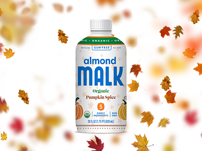 Pumpkin Spice Almond Milk Bottle Design drink graphic design mock up packaging