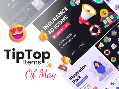Premast - TipTop Items of May🌟 🚀 3d branding business creative design icons illustration insurance marketing powerpoint powerpoint template ppt presentation vector