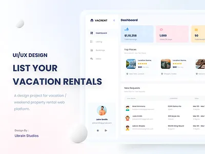 Vacation Rental Portal UI/UX Design admin panel applicatin design login panel ui user experience user interface ux web web app