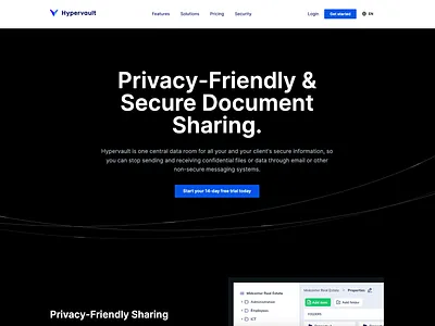 Hypervault: Secure Document Sharing landingpage document landingpage manager password vault