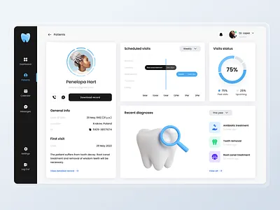 Dental system in a web application dashboard data dentist doctor patient schedule system ui ux