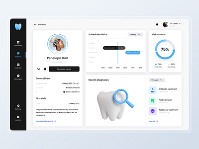 Dental system in a web application dashboard data dentist doctor patient schedule system ui ux