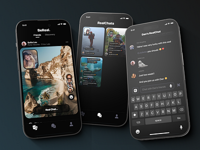 BeReal Redesign Concept: RealChat & a Fresh Feed! app bereal chat consumer design photo product product designer snap social social network ui ux