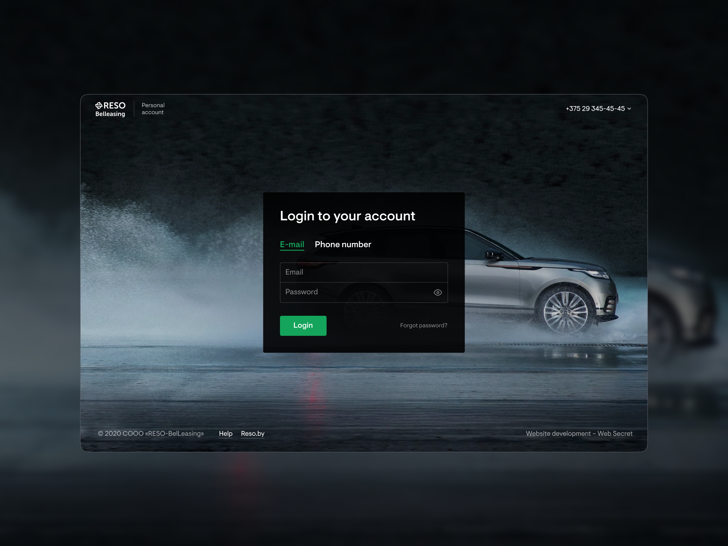 RESO - Personal account for car leasing auto auto leasing auto reseller automotive car industry car seller development ecommerce personal account ui ux vehicle web design