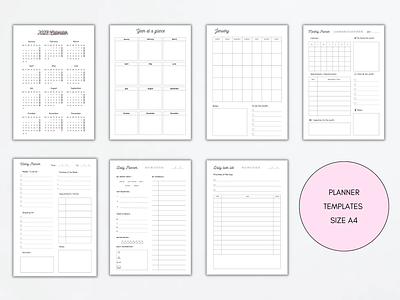 Essential Planner Templates adhd planner calendar daily planner design essential planner graphic design life planner minimal design minimalist planner monthly planner planner planner template printable planner printable template weekly planner yearly planner