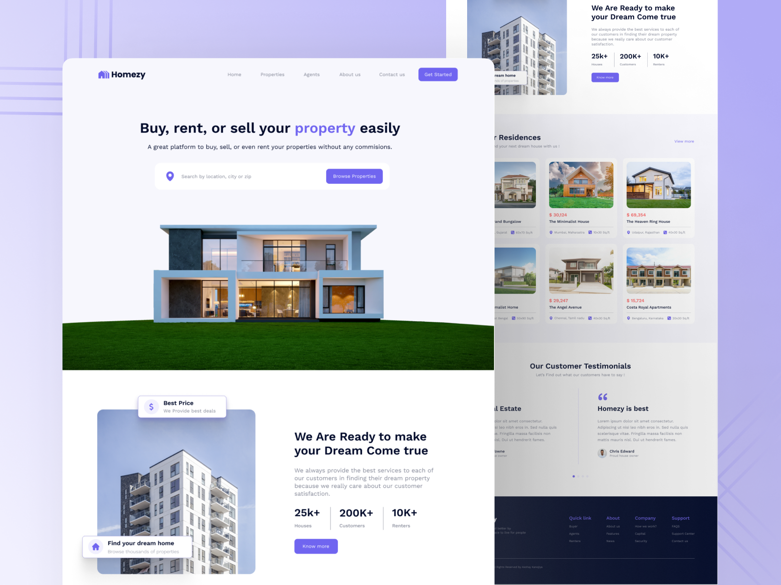 Real estate landing page by Akshay Kanojiya on Dribbble